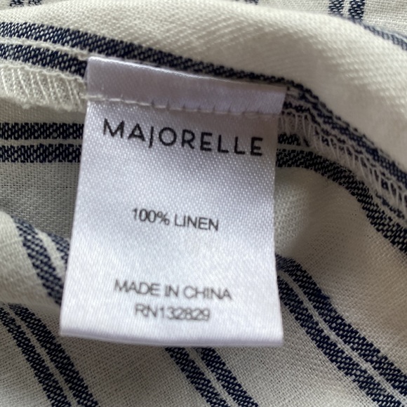 MAJORELLE 100% linen stunning blue and white Yuma striped wrap around dress - Picture 12 of 15